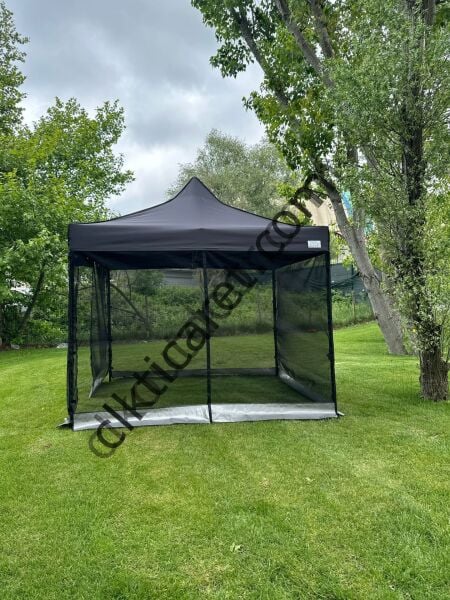 CLK 3x3 40 mm 115cm Kısa İskelet Dekoratif Gazebo Çadır Bungalow Garden Model Sineklikli Perde Katlanır Portatif Bahçe Çadır Tente Çardak