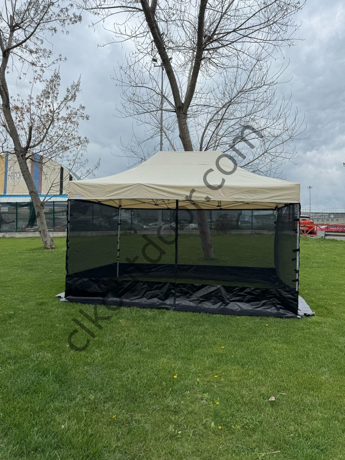 CLK 3x4,5 40 mm Dekoratif Gazebo Çadır Bungalow Garden Model Sineklikli Perde Katlanır Portatif Bahçe Çadır Tente Çardak