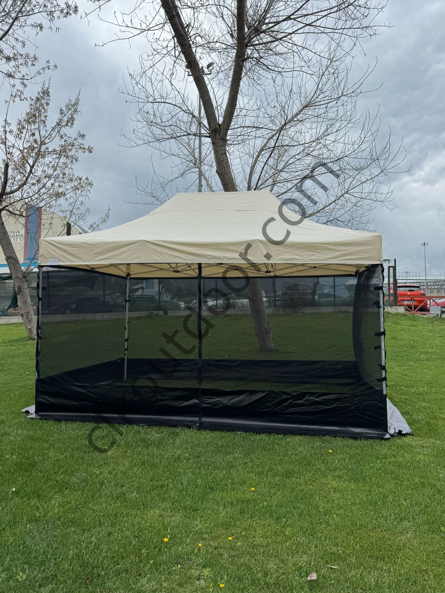 CLK 3x4,5 40 mm Dekoratif Gazebo Çadır Bungalow Garden Model Sineklikli Perde Katlanır Portatif Bahçe Çadır Tente Çardak