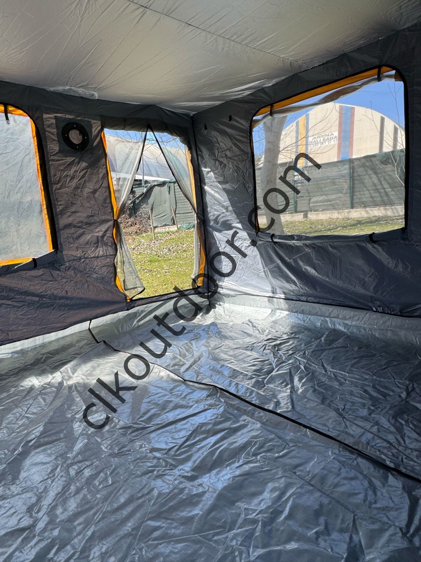 CLK 3x3 mt Yeni Nesil 2 Kapı 4 Pencere TENTELİ 40 mm Kısa Bagaj Boy 115 cm Gazebo Portatif Kamp Çadırı Gri