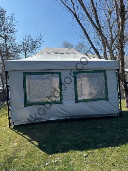 CLK 3x4,5 mt 40 mm İskelet Gazebo Portatif Kamp ve Karavan Çadırı Katlanabilir Tente Gri