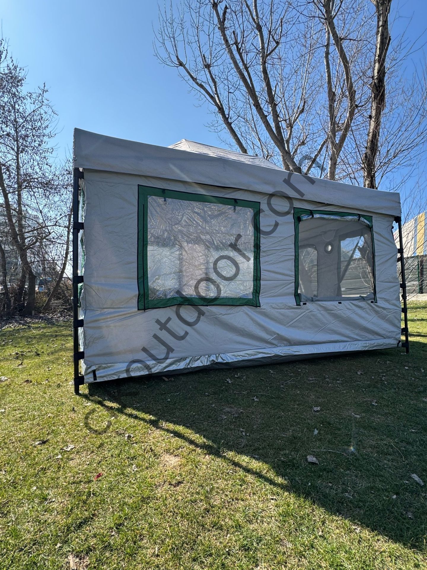 CLK 3x4,5 mt 40 mm İskelet Gazebo Portatif Kamp ve Karavan Çadırı Katlanabilir Tente Gri