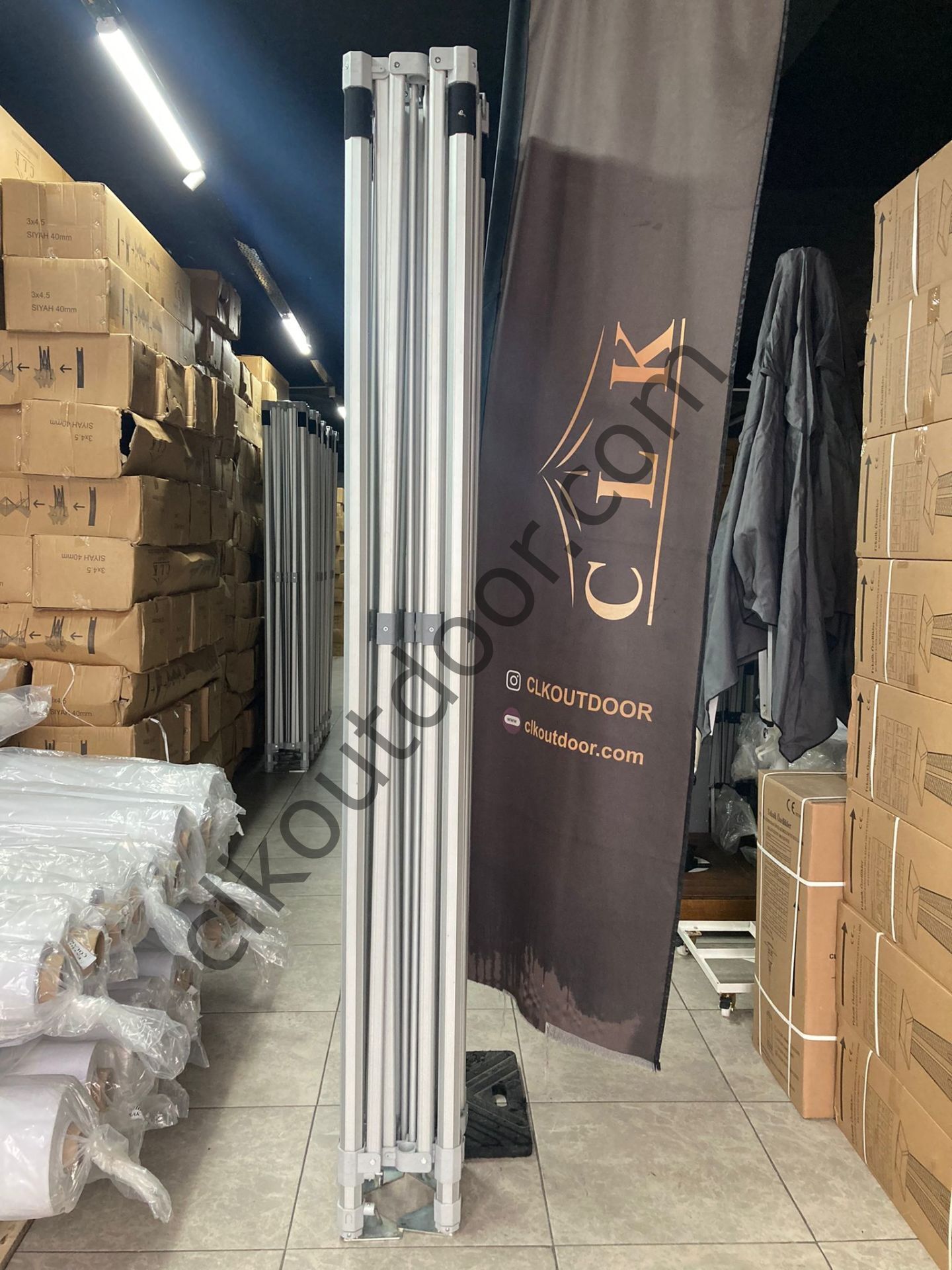 CLK 5x5 52mm Kalın Alüminyum Katlanabilir Tente Gazebo Çadır 3 Yan Duvarlı 2 Pencereli Açık Yeşil