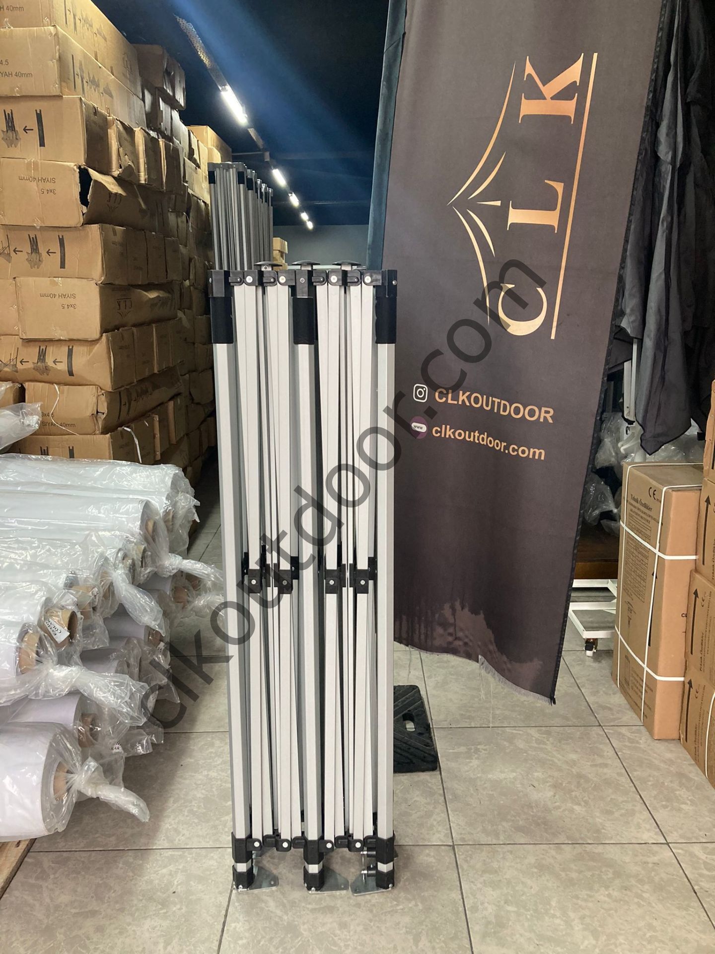 CLK 3x6 40mm Alüminyum Katlanabilir Tente Gazebo Çadır Arkası Kapalı Benetton Yeşil