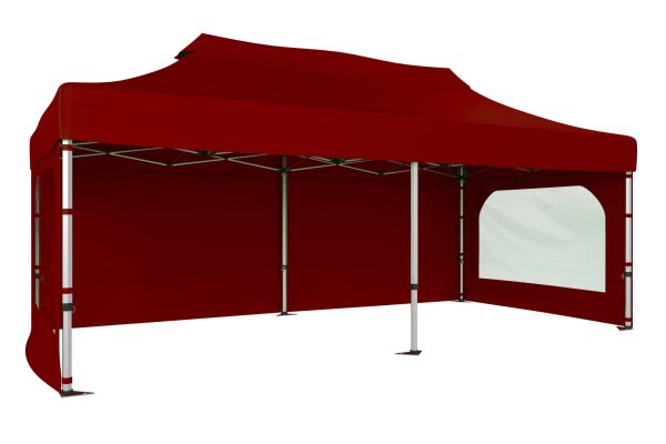 CLK 5x10 52mm Kalın Alüminyum Katlanabilir Tente Gazebo Çadır 3 Yan Duvarlı 2 Pencereli