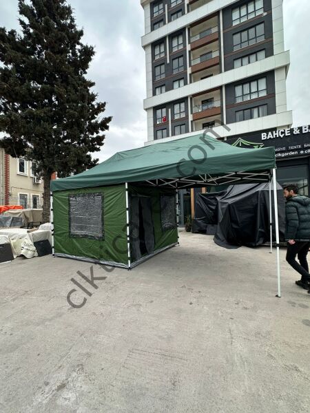 CLK 3x6 Verendalı 40 mm Profil Portatif Katlanır Gazebo Kamp Çadır Yeşil