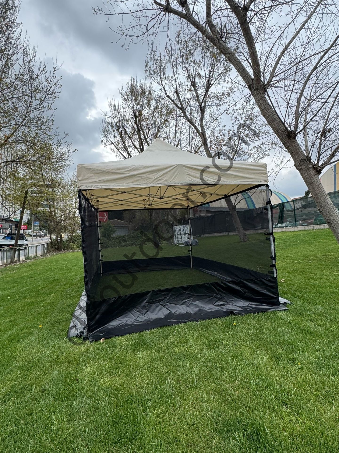 CLK 3x4,5 40 mm Dekoratif Gazebo Çadır Bungalow Garden Model Sineklikli Perde Katlanır Portatif Bahçe Çadır Tente Çardak Benetton Yeşil