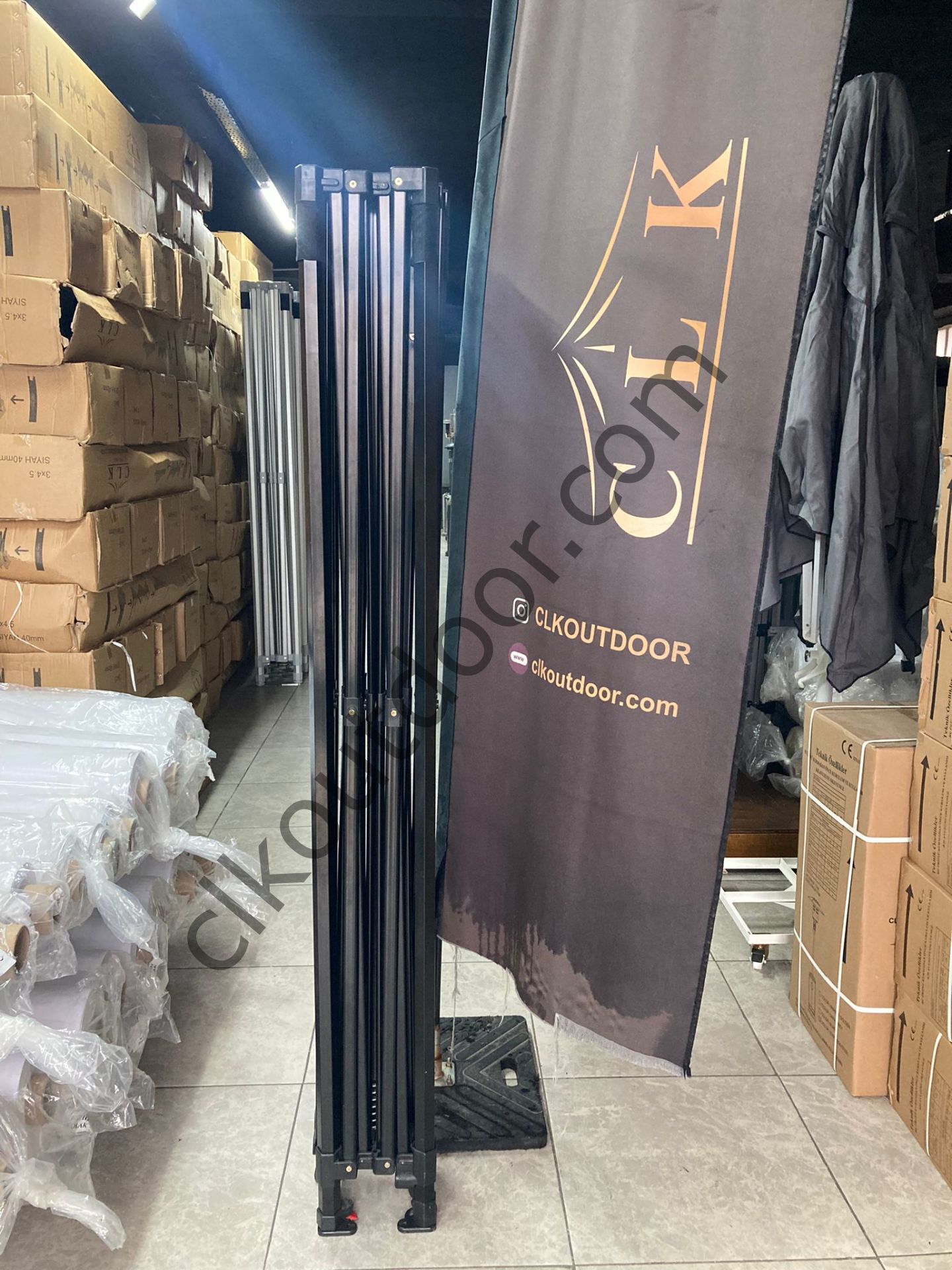 CLK 4x4 40 mm Katlanabilir Tente Gazebo Çadır Gazebo Çadır 3 Yan Kapalı 1 Yan Kapı ve Pencereli Haki Askeri Yeşil