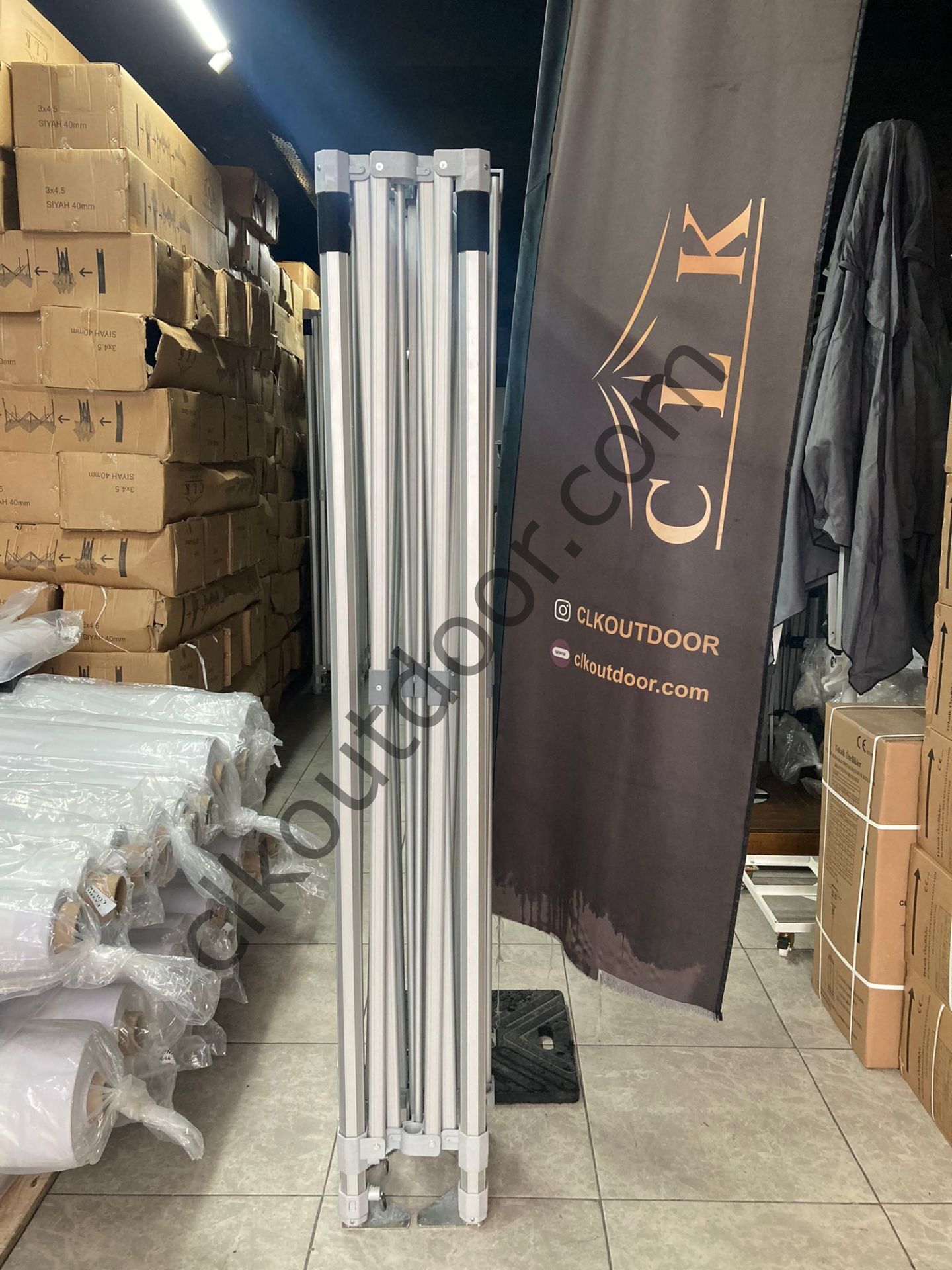 CLK 4x4 52mm Kalın Alüminyum Katlanabilir Tente Gazebo Çadır 2 Kenar Kapalı Beyaz