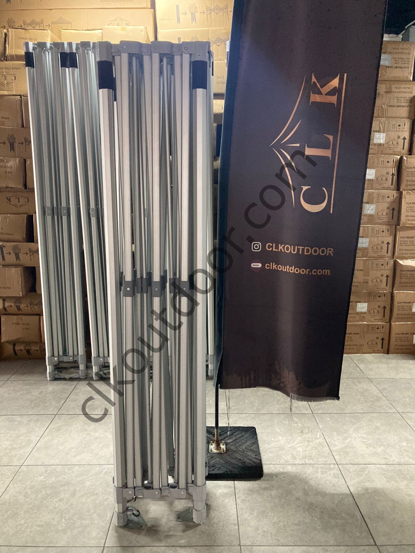 CLK 4x6 52mm Kalın Alüminyum Katlanabilir Tente Gazebo Çadır 3 Kenar Kapalı 1 Kapılı Kırmızı