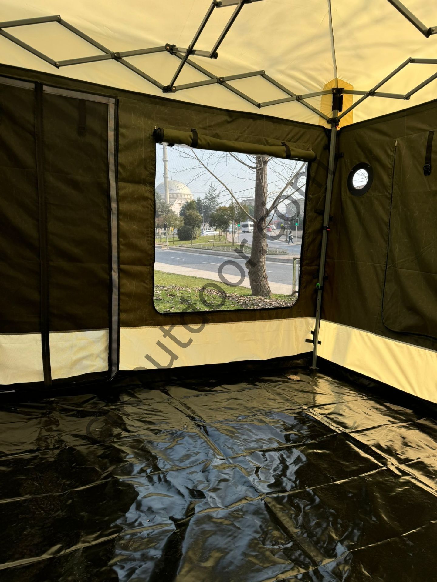 CLK 3x3 Karavan Çadırı Kış Bahçesi Eko 40 mm Çelik Profil Portatif Katlanabilir Tente İstemiyorum - Standart Donanım