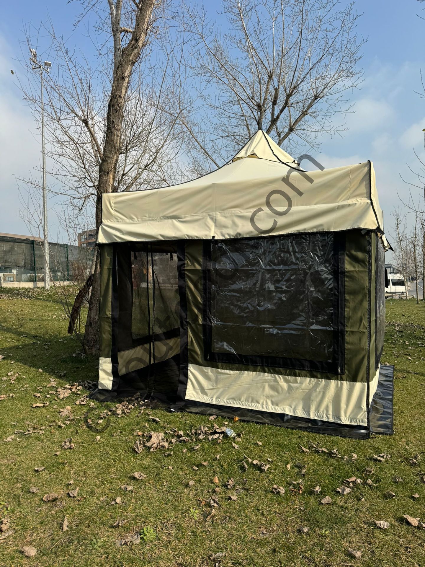 CLK 3x3 Karavan Çadırı Kış Bahçesi Eko 40 mm Çelik Profil Portatif Katlanabilir Tente İstemiyorum - Standart Donanım