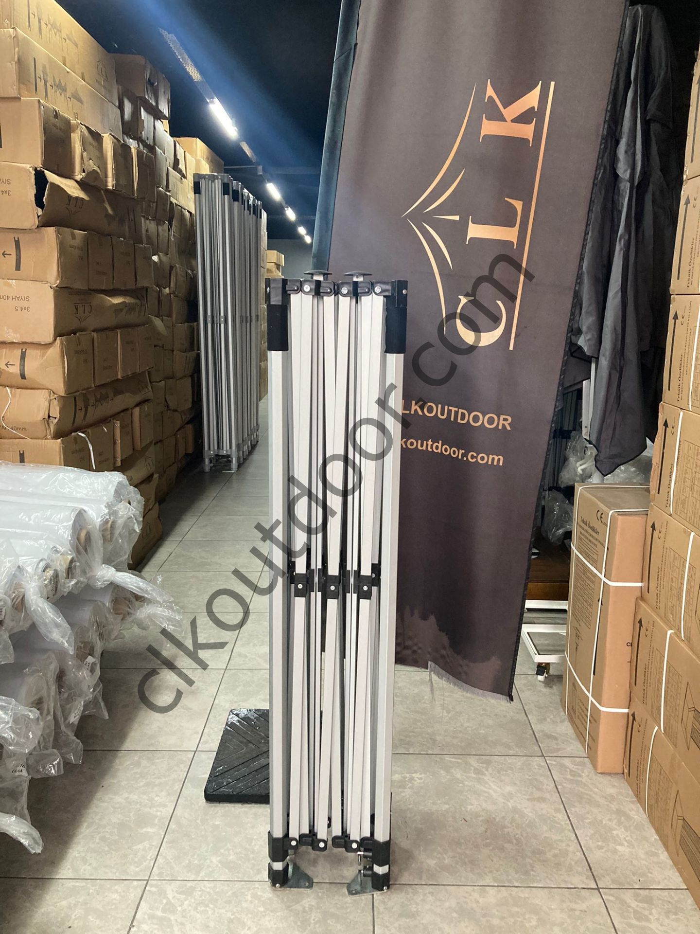 CLK 3x4,5 40mm Alüminyum Katlanabilir Tente Gazebo Çadır 2 Kenar Kapalı Benetton Yeşil
